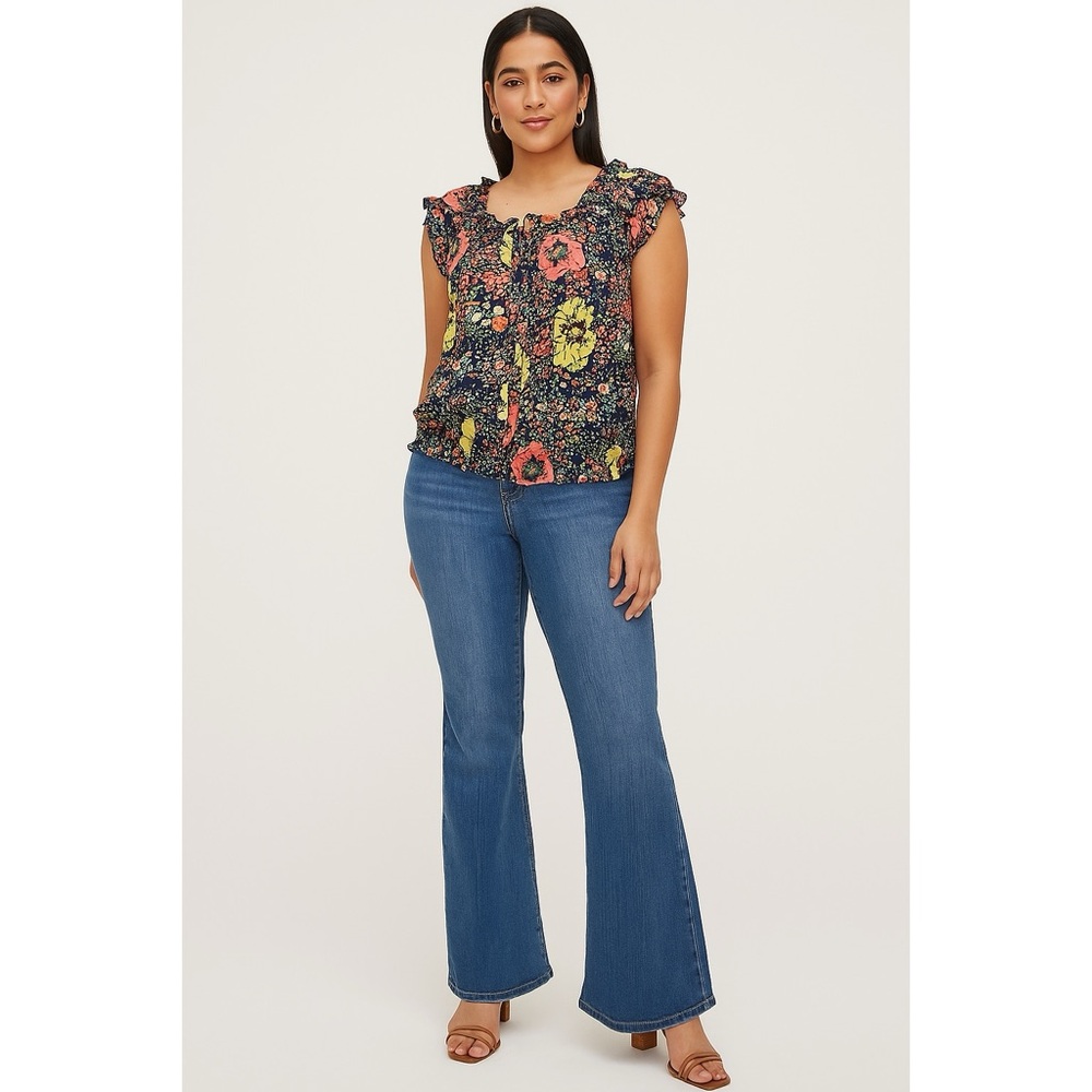 Antilia Femme | Retro 70’s Vibes Floral Pattern Boho Chic Hippie Blouse